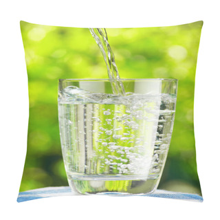 Personality  Glass Of Water On Nature Background Pillow Covers