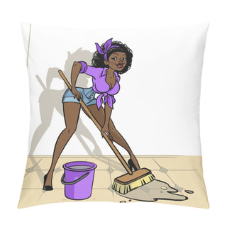 Personality  Funny Vector Cartoon Colorfull Girl In Pin-up Style Isolated Bac Pillow Covers