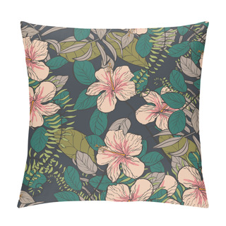 Personality  Tropical Pattern Hibiscus Flowers And Leaves  Pillow Covers