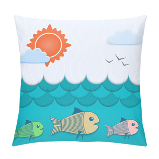 Personality  Vector Underwater Background. Vector Illustration. Pillow Covers