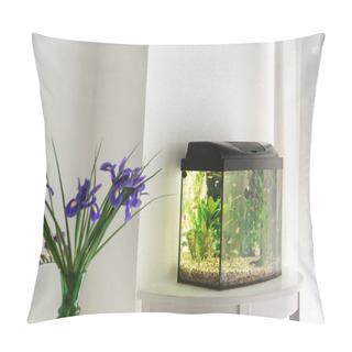 Personality  Beautiful Aquarium On Table In Room Pillow Covers