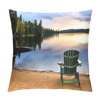 Personality  Wooden Chair At Sunset On Beach Pillow Covers