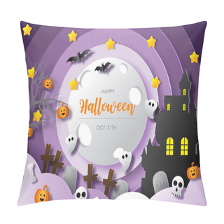 Personality  Night Scene And Silhouette Halloween Castle With 