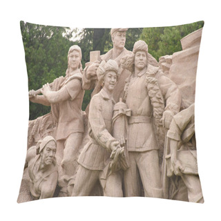 Personality  Statue Representing The Communist People In Front Of The Mausoleum Of Mao In Tienanmen Square, Beijing Pillow Covers