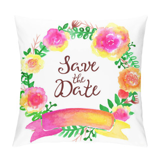 Personality  Watercolor Vector Floral Frame  Pillow Covers