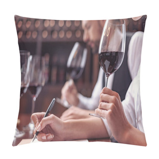 Personality  Sommeliers Tasting Wine In Cellar Pillow Covers