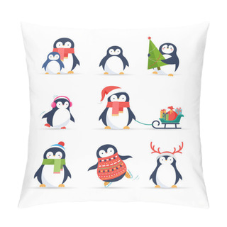 Personality  Cute Penguins Set - Merry Christmas Greetings Pillow Covers