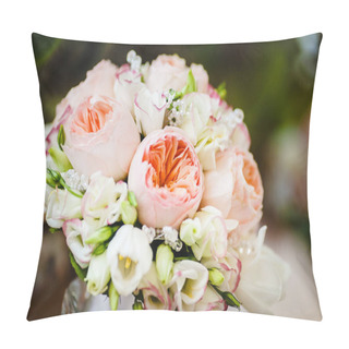 Personality  Bridal Bouquet With Peony Roses Decorated By Beads Pillow Covers