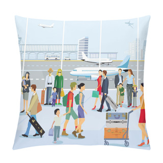 Personality  Airport Hall, With People And Luggage Pillow Covers