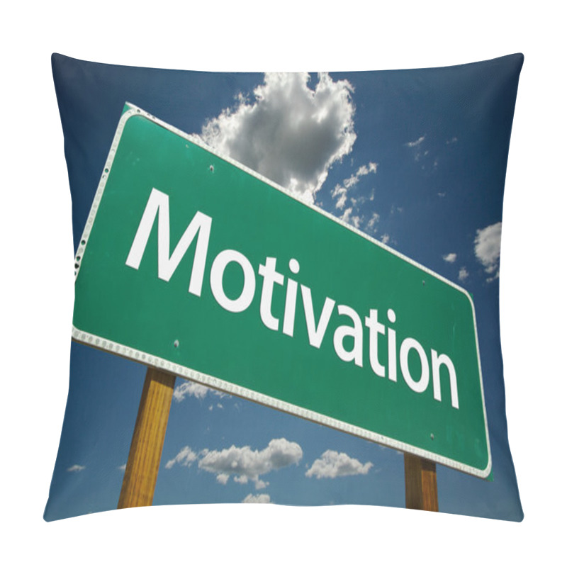 Personality  Motivation Road Sign Over Sky pillow covers