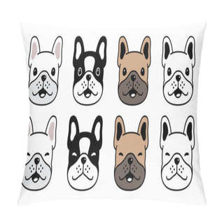 Personality  Dog Vector French Bulldog Icon Face Head Smile Pet Puppy Cartoon Character Symbol Illustration Doodle Design Pillow Covers