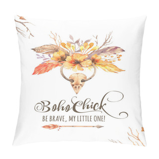 Personality  Bohemian Greeting Post Card Layout With Boho Design Pillow Covers