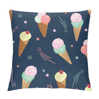 Personality  Fun Ice Cream And Stars Seamless Pattern Pillow Covers