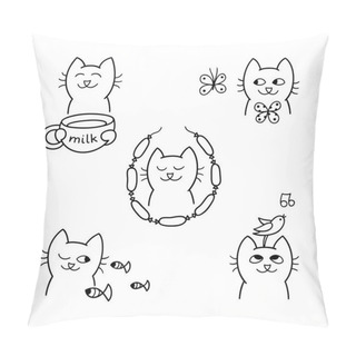 Personality  Funny Cats  Illustration Pillow Covers