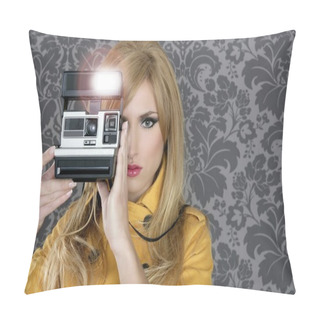 Personality  Fashion Photographer Retro Camera Reporter Woman Pillow Covers