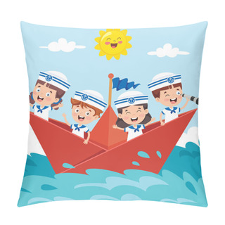 Personality  Cute Little Children In Sailor Uniform Pillow Covers