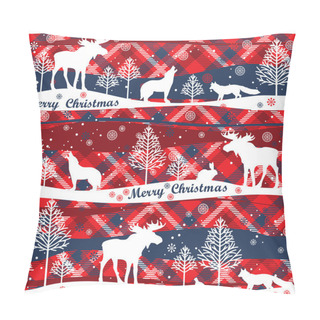 Personality  Merry Christmas And Happy New Year Background. Seamless Pattern. Pillow Covers