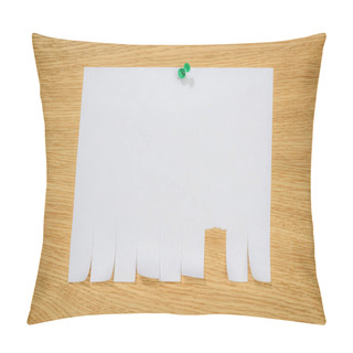Personality  Top View Of Empty Paper For Ads With Drawing Pin On Wooden Board  Pillow Covers