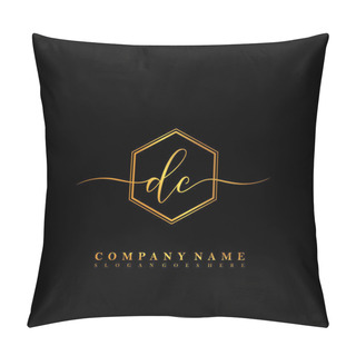 Personality  Initial Letter DC Beauty Handwriting Logo Vector Pillow Covers