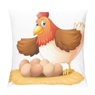 Personality  A Hen And Her Seven Eggs Pillow Covers