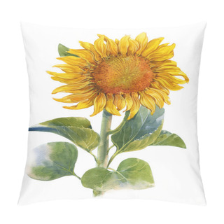 Personality  Watercolor Illustration Painting Of Yellow , Flower , Sunflowe Pillow Covers
