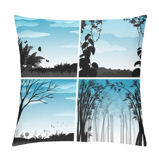 Personality  Silhouette Scene Of Nature Pillow Covers