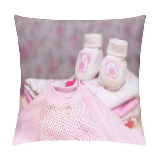 Personality  Its A Girl Pink Theme Baby Shower Or Nursery Background With Decorated Borders On Wood Background. Pillow Covers