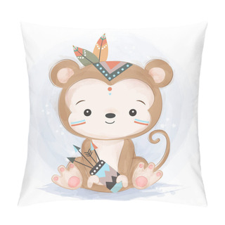 Personality  Cute Monkey Illustration, Animal Clipart, Baby Shower Decoration, Woodland Illustration. Pillow Covers