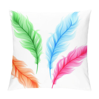 Personality  Set Of Colorful Transparent Feathers Pillow Covers