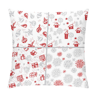 Personality  Cute Hand Drawn Winter Holiday Seamless Pattern Pillow Covers
