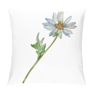 Personality  Chamomile Flower With Green Leaves Isolated On White, Watercolor Illustration  Pillow Covers