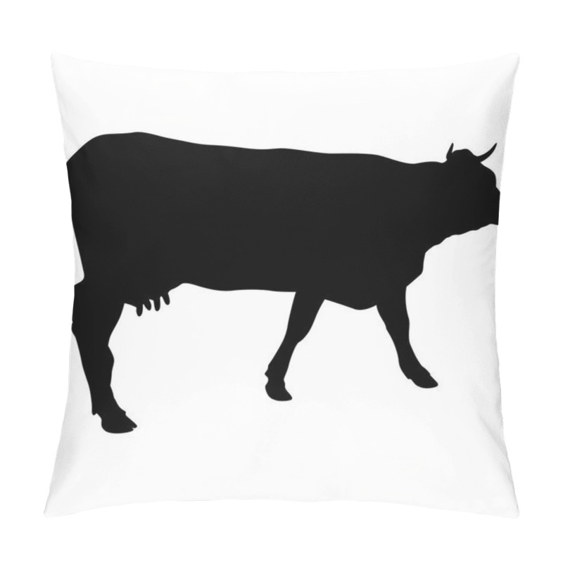 Personality  Black silhouette of cash cow on white background pillow covers