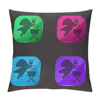 Personality  Angel Four Color Glass Button Icon Pillow Covers