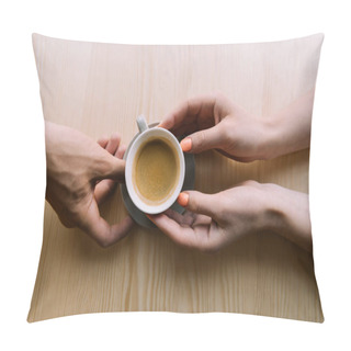 Personality  Hands Holding Cup Of Coffee Pillow Covers