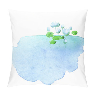 Personality  Water Lotus Blooming Flowers In The Pond. Watercolor Hand Drawn  Pillow Covers