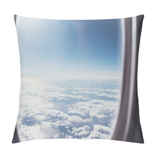Personality  View Of Blue Cloudy Sky From Airplane Window Pillow Covers