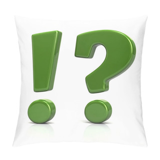 Personality  Green Exclamation Mark And Question Mark Icon 3d Illustration  Pillow Covers