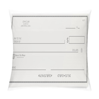 Personality  Torn Off Blank Bank Cheque. Personal Desk Check Template With Empty Field To Fill. Pillow Covers