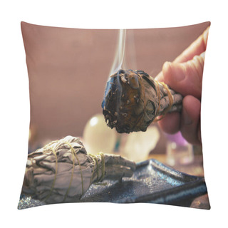 Personality  Man Burning White Sage Incense Pillow Covers