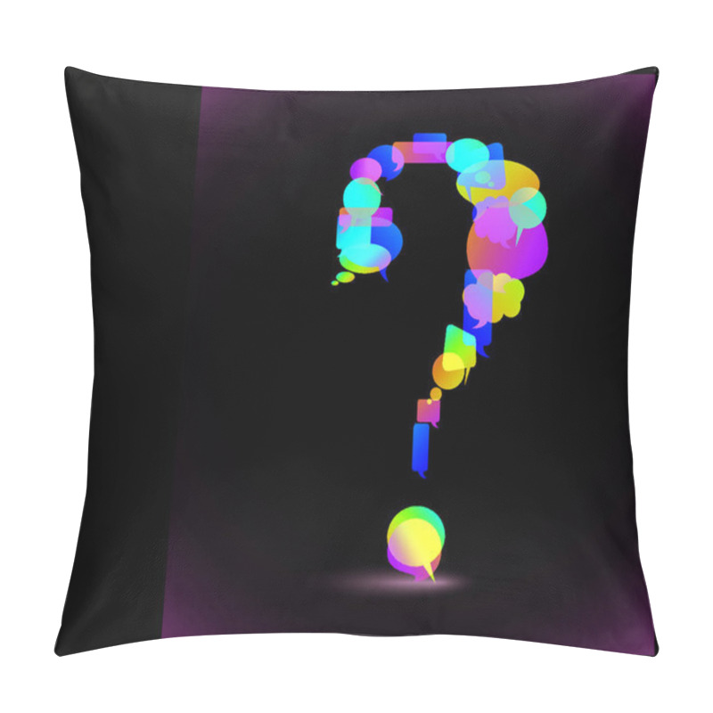 Personality  Question mark made from colorful speech bubbles pillow covers