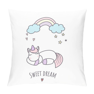 Personality  Sleeping Unicorn Vector Illustration Pillow Covers