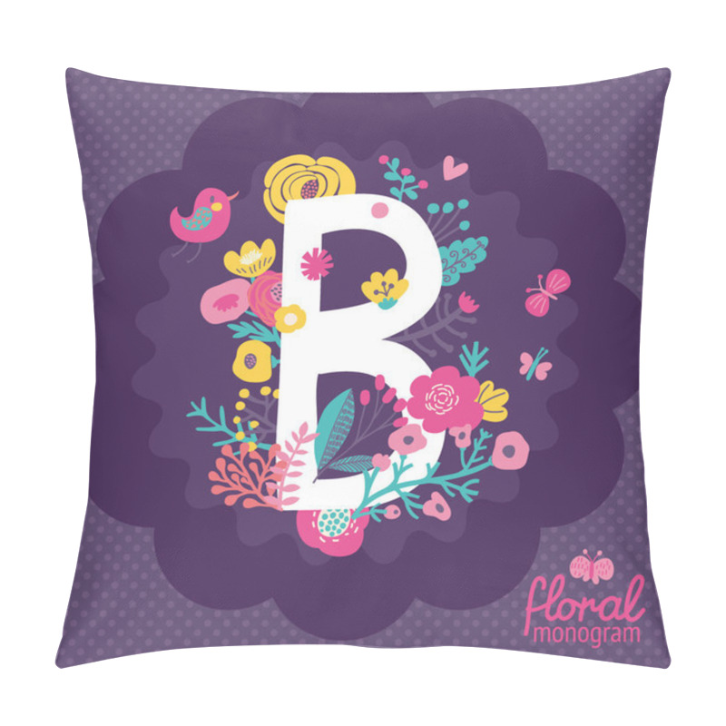 Personality  Floral Card With Letter B Pillow Covers