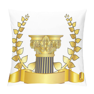 Personality  Old-style Greece Column And Gold Laurel Wreathgold Laurel Wreath. Eps10 Vector Illustration Pillow Covers