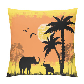 Personality  African Safari Theme With Elephants Pillow Covers