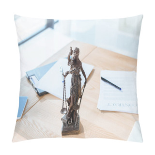 Personality  Lawyer Workplace With Themis Sculpture Pillow Covers