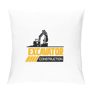Personality  Excavator Logo Template Vector. Heavy Equipment Logo Vector For Construction Company. Creative Excavator Illustration For Logo. Pillow Covers