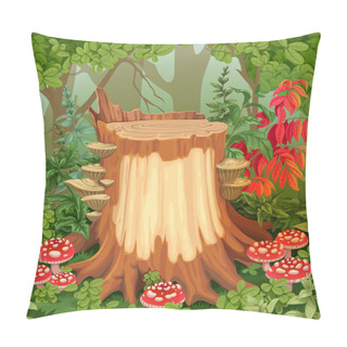 Personality  Forest Glade With Stump Surrounded By Toadstools  Pillow Covers