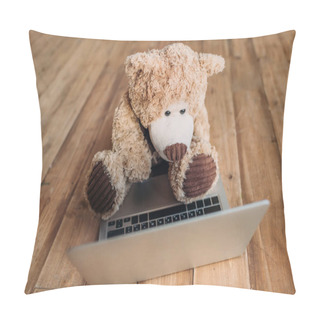 Personality  Teddy Bear And Laptop Pillow Covers