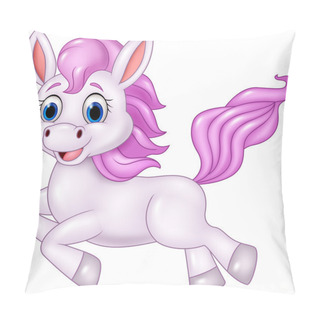 Personality  Cute Pony Horse Running Isolated On White Background Pillow Covers