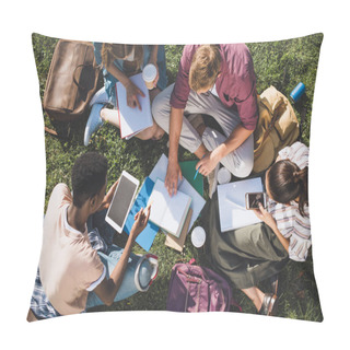 Personality  Multiethnic Students Studying Together   Pillow Covers